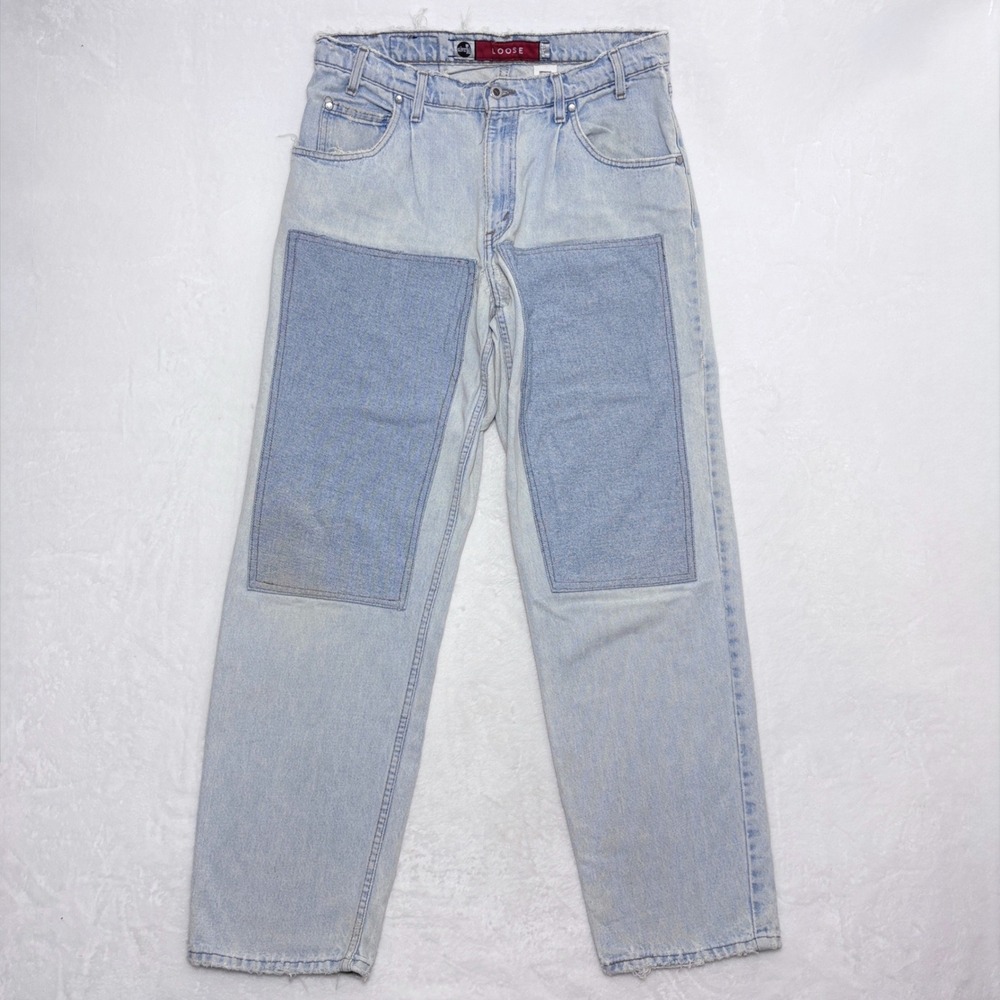 Vintage Levis SilverTab Loose Double Knee Jeans 34x32 Light Wash Made in USA 90s